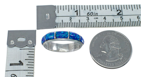 Genuine Sterling Silver Zuni Blue Opal Ring Size 7-3/4 AX130092